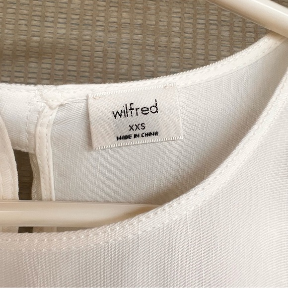 Wilfred Tavin Classy Linen Blend Midi Dress 3/4 Sleeves Crew Neck White Size XXS - Picture 15 of 17